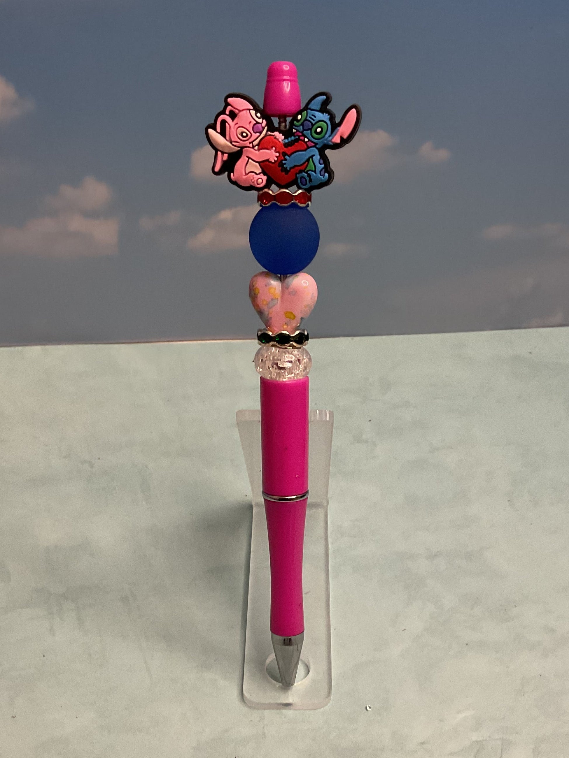 Disney angel and stitch Collectible Ballpoint Pen Pink Character Topper
