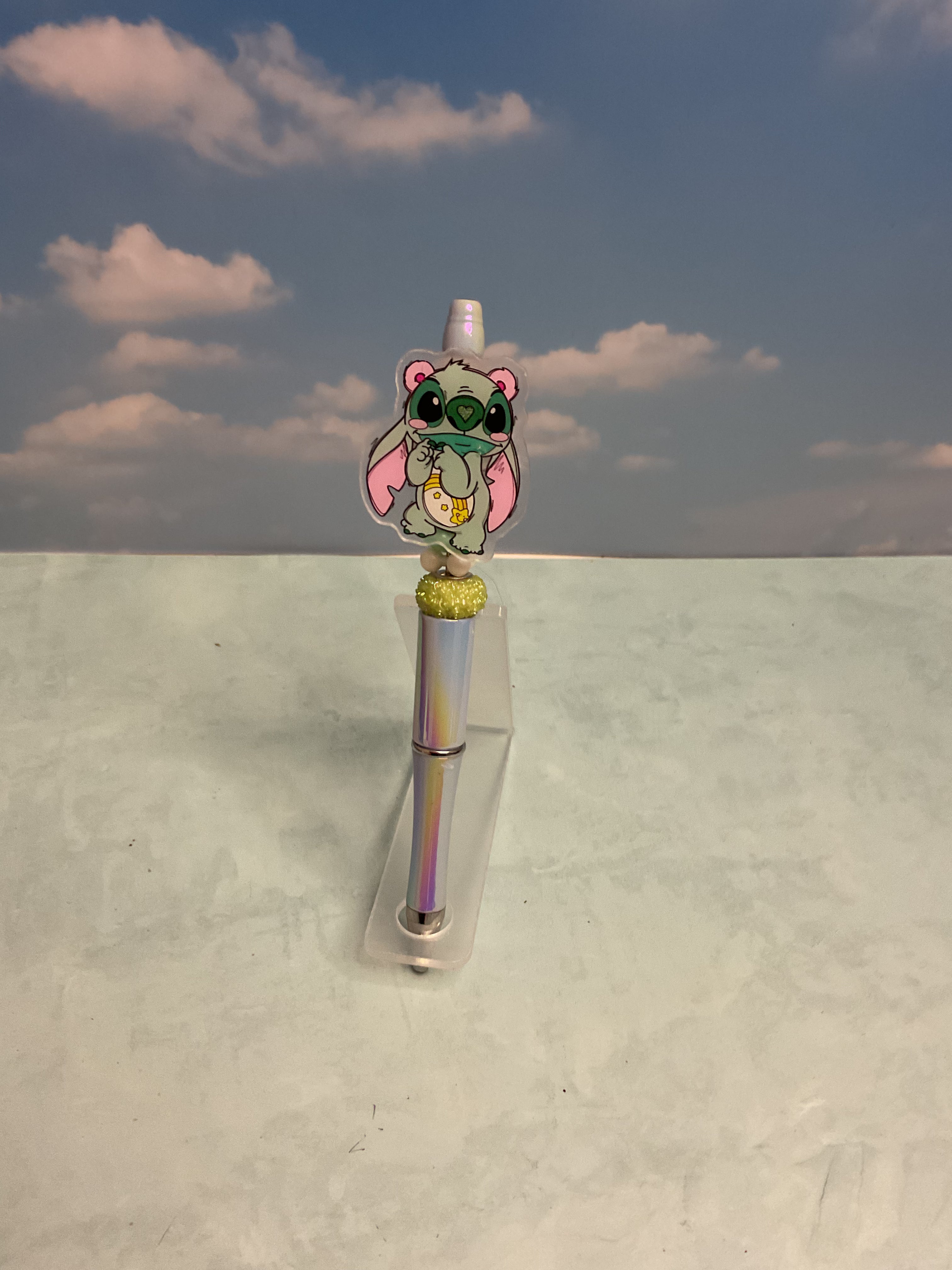 Disney Stitch Character Ballpoint Pen w/ Stitch Figure Topper Decorative Top