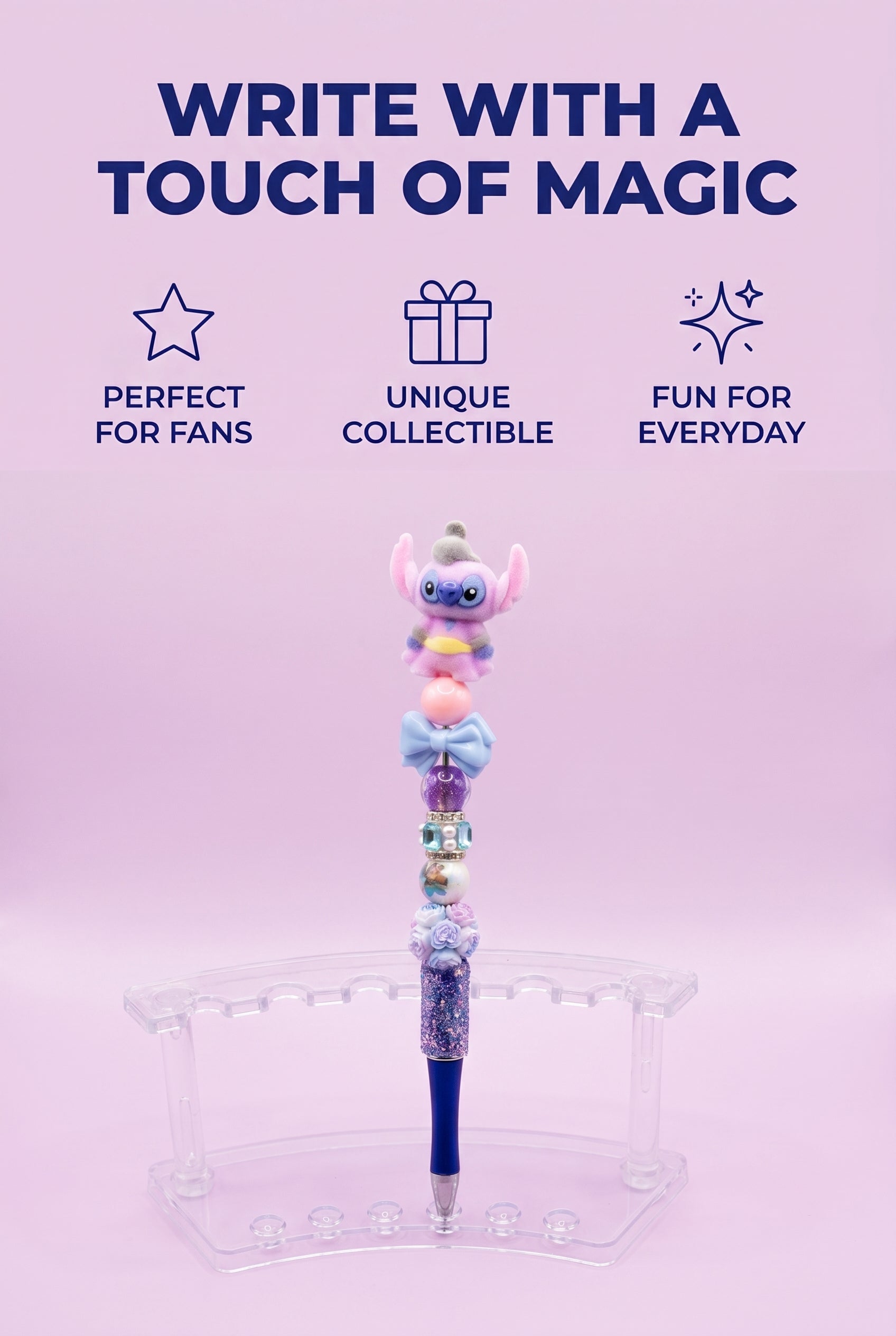 Disney Stitch Collectible Ballpoint Pen Decorative Beads Lilo & Stitch Theme