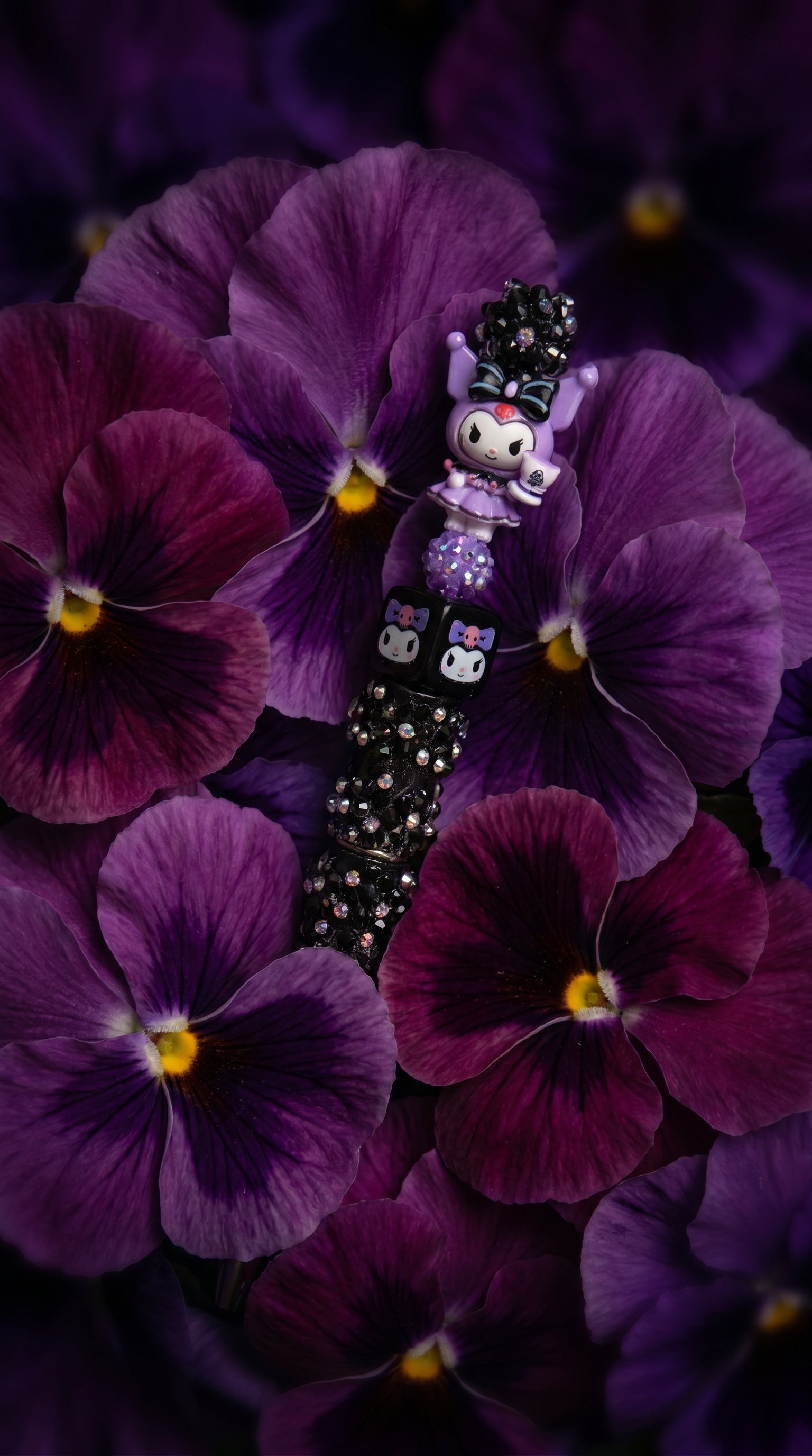 Decorative Purple Character Topper Ballpoint Pen Plastic Black Ink