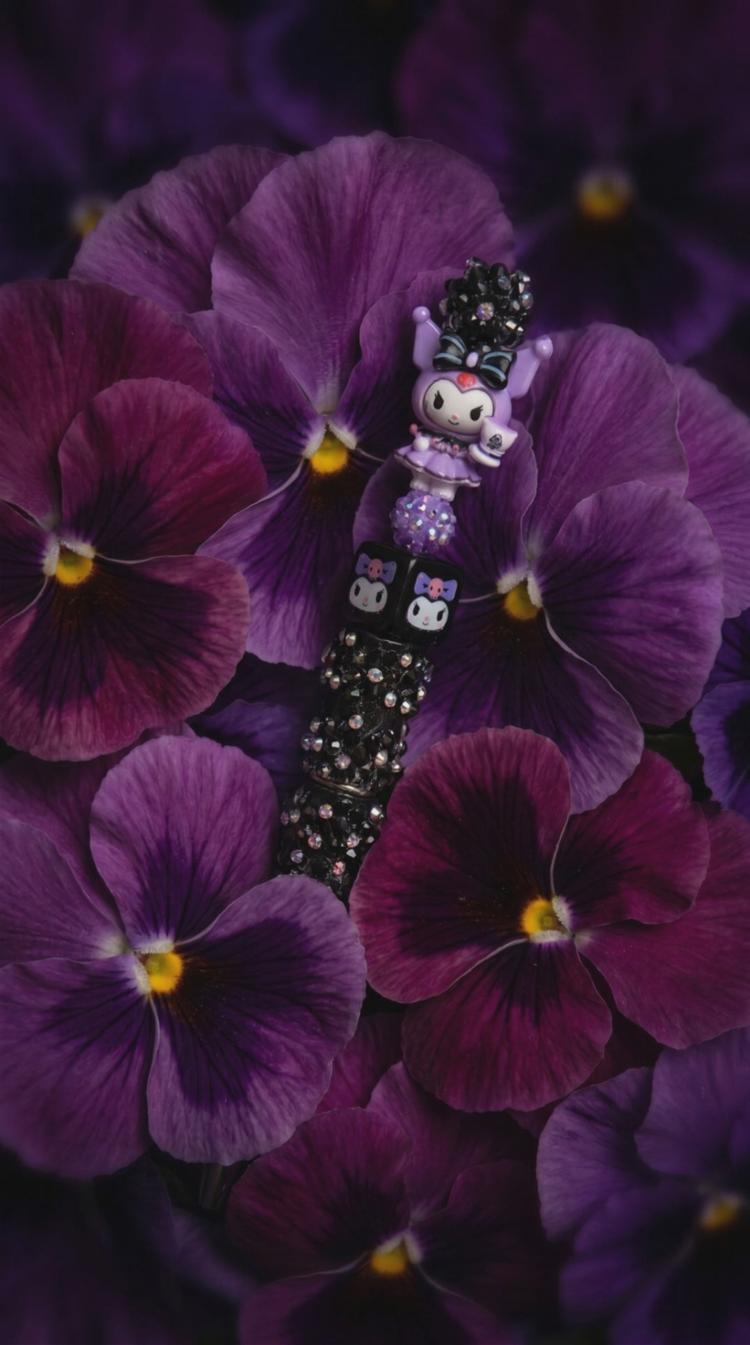 Decorative Purple Character Topper Ballpoint Pen Plastic Black Ink